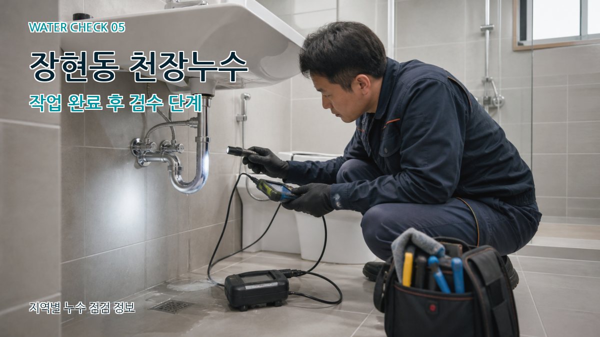 장현동 천장누수 작업 완료 후 검수 단계